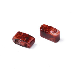 Dark Red 2-Hole Opaque Glass Seed Beads, Antique Style, Rectangle, Dark Red, 4.5~5.5x2~2.5x2mm, Hole: 0.5~0.8mm