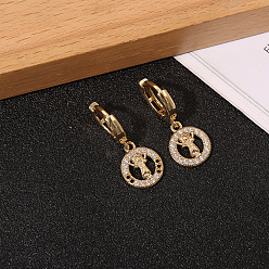 Zirconia-set Diamond Angel Vintage Cross Diamond Earrings for Men and Women - Fashionable Retro Ear Jewelry