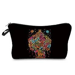 Разноцветный Водонепроницаемая сумка для хранения косметики из полиэстера с рисунком дерева и слона, многофункциональная дорожная туалетная сумка, клатч на молнии женский, красочный, 220x135 мм