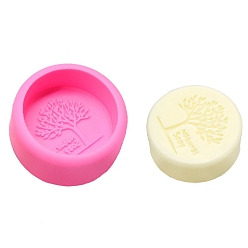 Hot Pink Food Grade DIY Silicone Candle Molds, For Candle Making, Flat Round, Hot Pink, 8.3x3.4cm