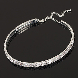 Two rows Sparkling Multi-layered Diamond Choker Necklace for Weddings and Fashion - N339