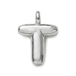 Letter T Латунные подвески, долговечный, стойки покрытие, без кадмия и без свинца, платина, Письмо T, 14.5x10.5x4.5 мм, отверстие : 2.5 мм