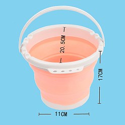 Легкий Лосось Силиконовое складное ведро для мытья щеток, с ручкой, принадлежности для рисования и рисования, плоско-круглые, светлый померанцевый, 11~20.5x17 см