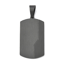 Черный 304 подвески из нержавеющей стали, прямоугольный шарм, чёрные, 36x20x2.5 мм, отверстие : 8.5x5 мм