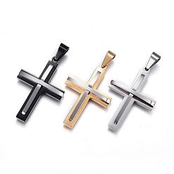 Mixed Color 304 Stainless Steel Pendants, Cross, Mixed Color, 38.5x25.5x5.5mm, Hole: 7x5mm