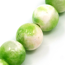 Pelouse Verte Pekin naturelles perles de jade brins, teint, ronde, pelouse verte, 8mm, Trou: 1.2~1.5mm, Environ 50 pcs/chapelet, 16 pouce