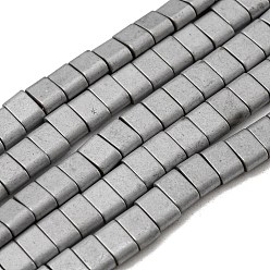 Silver Electroplated Non-magnetic Synthetic Hematite Beads Strands, Rectangle, Matte Style, 2-Hole, Silver, 6x4x3mm, Hole: 1.2mm, about 99pcs/strand, 15.55 inch(39.5cm)