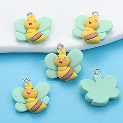 Bees Подвески из смолы, с платиновым шлейфом, Пчелы, 21x21 мм, отверстие : 2 мм