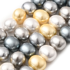 (52) Непрозрачная лаванда Оболочки жемчужина бисер нитей, картофель, разноцветные, 12.5~13x15~15.5x12~12.5 мм, отверстие : 0.9 мм, около 31 шт / нитка, 15.71 дюйм (39.9 см)