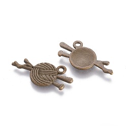 Antique Bronze Tibetan Style Pendants, Alloy, Lead Free and Cadmium Free, Ball of Yarn, Antique Bronze Color, 26x11x1.5mm, hole: 2mm, 735pcs/1000g