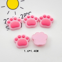 Hot Pink Opaque Resin Decoden Cabochons, Cartoon Paw Print, Hot Pink, 14x16mm