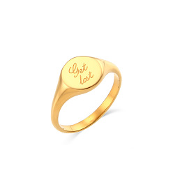 Get lost Minimalist Round English Text Ring, 18K Gold-Plated Stainless Steel Heart-Shaped Jewelry