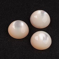 White Shell Natural White Shell Mother of Pearl Shell Cabochons, Half Round/Dome, 9x4mm