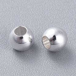 Silver 201 Stainless Steel Beads, Round, Silver, 4x3mm, Hole: 1.8mm