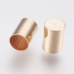 Light Gold Brass Cord End Caps, Column, Light Gold, 7x5mm, Hole: 4mm
