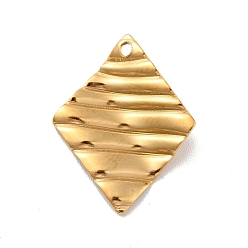 Golden 304 Stainless Steel Pendants, Textured, Rhombus, Golden, 21.5x17x3mm, Hole: 1.4mm