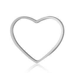 Stainless Steel Color 201 Stainless Steel Linking Rings, Heart, Stainless Steel Color, 14x17.5x1mm, Hole: 16x11mm