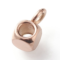 Rose Gold Ion Plating(IP) 304 Stainless Steel Tube Bails, Loop Bails, Cube Bail Beads, Rose Gold, 6x3x3mm, Hole: 1.6mm