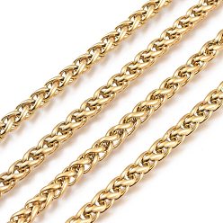 Golden 304 Stainless Steel Wheat Chains, Unwelded, with Spool, Golden, 5mm, about 32.8 Feet(10m)/roll