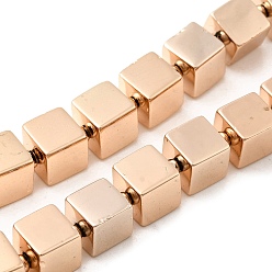 Светло-Золотое Покрытие Стеклянные бусины с гальваническим покрытием , кубические, свет позолоченные, 8~8.5x8~8.5x8~8.5 мм, отверстие : 1.2 мм, около 40 шт / нитка, 15.75'' (40 см)