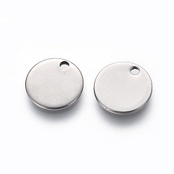Stainless Steel Color 304 Stainless Steel Charms, Stamping Blank Tag, Flat Round, Stainless Steel Color, 10x1mm, Hole: 1.4mm