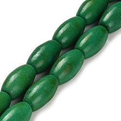 Green Synthetic Turquoise Beads Strands, Oval, Dyed, Green, 14x8mm, Hole: 1mm, about 26pcs/strand, 14.72 inch(37.4cm)