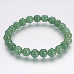Green Aventurine Natural Green Aventurine Round Bead Stretch Bracelets, 55mm