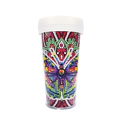 Flower DIY Cup Diamond Painting Kits, Including Resin Rhinestones, Pen, Tray & Glue Clay, Flower Pattern, 165x65mm
