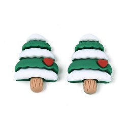 Морско-зеленый Кабошоны из непрозрачной рождественской смолы, рождественская елка, цвета морской волны, 24~24.5x16.5~17x7.5~8 мм