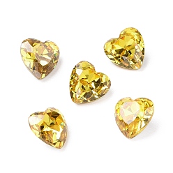 Золотистый Кубического циркония кабошоны, задние и задние, сердце, золотые, 6x6x3.5 мм