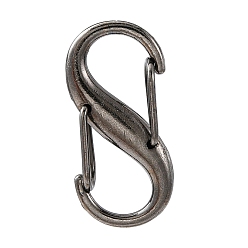 Gunmetal Alloy Double S Snap Hook Spring Keychain Clasps, Rock Climbing Carabiners, for Women Men Camping Fishing, Gunmetal, 27.5x14mm