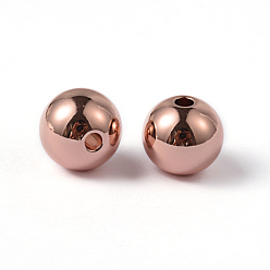 Rose Gold Round Ion Plating(IP) 202 Stainless Steel Beads, Rose Gold, 10mm, Hole: 2mm