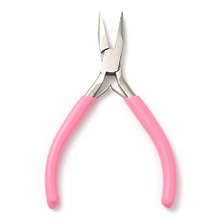 Pink Steel Jewelry Pliers, Needle Nose Plier, Chain Nose Pliers, with Plastic Handle Covers, Ferronickel, Pink, 11.7x7.6x0.85cm