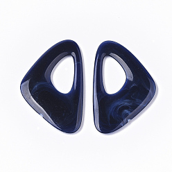 Dark Blue Acrylic Pendants, Imitation Gemstone Style, Triangle, Dark Blue, 44x27.5x3.5mm, Hole: 10x18mm, about 274pcs/500g