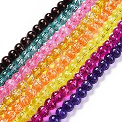 Mixed Color Drawbench Transparent Glass Beads Strands, Spray Painted, Round, Mixed Color, 8mm, Hole: 1.3~1.6mm, 31.4 inch