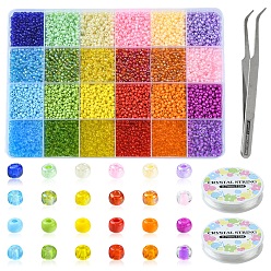 Mixed Color DIY Stretch Bracelet Making Kit, Including Round Glass Seed Beads, Tweezers, Elastic Thread, Mixed Color, Seed Beads: 4539Pcs/set