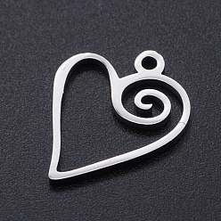 Stainless Steel Color 201 Stainless Steel Pendants, Laser Cut Pendants, Heart, Stainless Steel Color, 17x13.5x1mm, Hole: 1.5mm