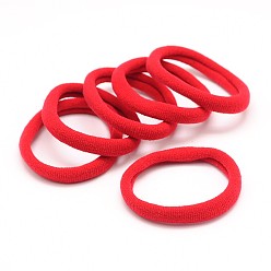 Red Girl's Hair Accessories, Nylon Thread Elastic Fiber Hair Ties, Red, 34mm