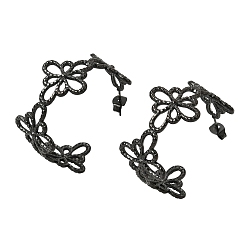 Черный 304 серьги из нержавеющей стали, с формой, серьги-кольца, ионное покрытие (ip), чёрные, 34x17.5 мм