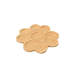 Wheat Saint Patrick's Day Clover Shape Wood Serving Tray, for Candy, Cake, Wheat, 200x200x12mm