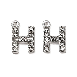 Letter H 304 из нержавеющей стали амулеты горный хрусталь, цвет нержавеющей стали, Письмо ч, 9.5x6.5x2, отверстие : 1 мм