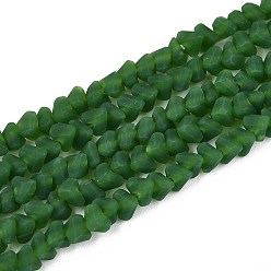 Темно-Зеленый Матовые непрозрачные стеклянные бусы пряди, треугольные, граненые, темно-зеленый, 3~3.5x4~4.5x4~4.5 мм, отверстие : 0.8 мм, около 121~131 шт / нитка, 14.37~15.35 дюйм (36.5~39 см)