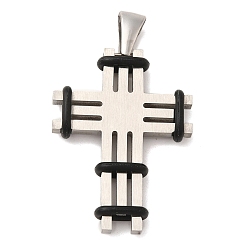 Платина 304 подвески из нержавеющей стали, с 201 подвесными дужками из нержавеющей стали и пластиковой фанерой, крестик, платина, 38x28x6 мм, отверстие : 10x4 мм