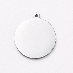 Stainless Steel Color 304 Stainless Steel Stamping Blank Tag Charms, Manual Polishing, Flat Round, Stainless Steel Color, 17x15x1mm, Hole: 0.8mm