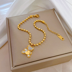 M335 Gold [All-titanium steel] Elegant Love Bear Mother Lucky Minimalist Chain Bracelet - Vintage Bestie.