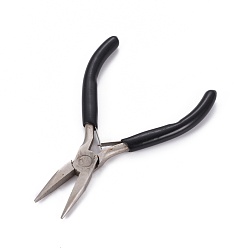Black Carbon Steel Jewelry Pliers, Needle Nose Pliers, Ferronickel, with Plastic Handle, Black, 11.8x7.95x0.85cm
