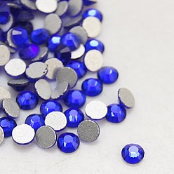 Cobalt Perle de verre plat de l'arrière, Grade a, dos plaqué, facette, demi-tour, cobalt, 7.1~7.3 mm, sur 288 PCs / sac