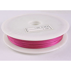 Rose Foncé Fil de queue de tigre, fil d'acier inoxydable recouvert de nylon, rose foncé, 0.38mm, environ 164.04 pieds (50 m)/rouleau