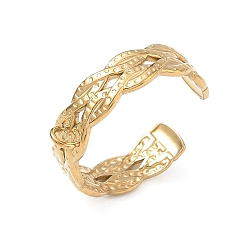 Golden Braided 304 Stainless Steel Finger Rings Components, with Loop, Ion Plating(IP), Golden, 6mm, Hole: 1.8mm, 19mm