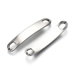 Stainless Steel Color 201 Stainless Steel Links Connectors, Stamping Blank Tag, Rectangle Oval, Stainless Steel Color, 34x6x4mm, Hole: 4x3mm